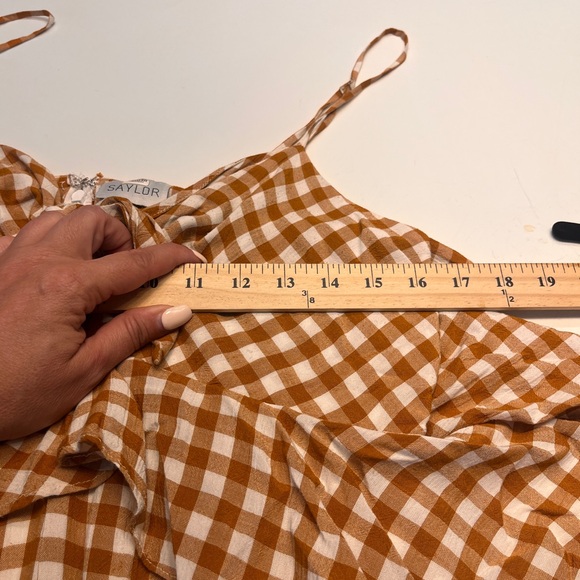 SAYLOR Laken Gingham Jumpsuit in Apricot XL - Picture 9 of 10